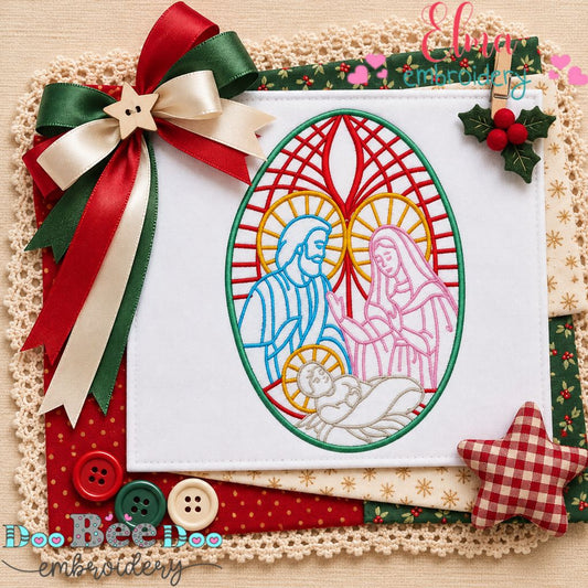 Heavenly Christmas Nativity in Color - Satin Stitch - Machine Embroidery Design