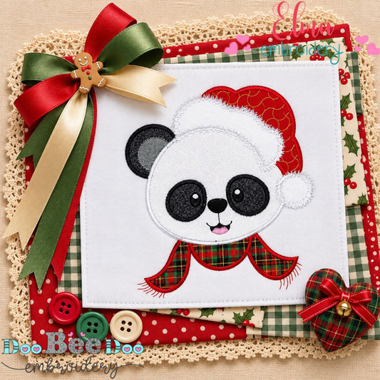 Panda's Cozy Christmas - Appliqué - Machine Embroidery Design
