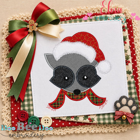 Cozy Christmas Raccoon - Appliqué - Machine Embroidery Design