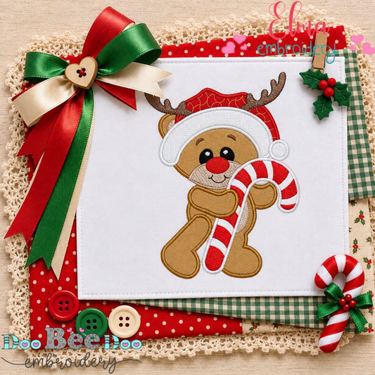 Rudolph's Candy Cane Christmas - Appliqué - Machine Embroidery Design