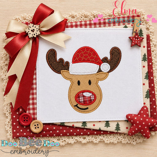 Jolly Christmas Reindeer - Appliqué - Machine Embroidery Design