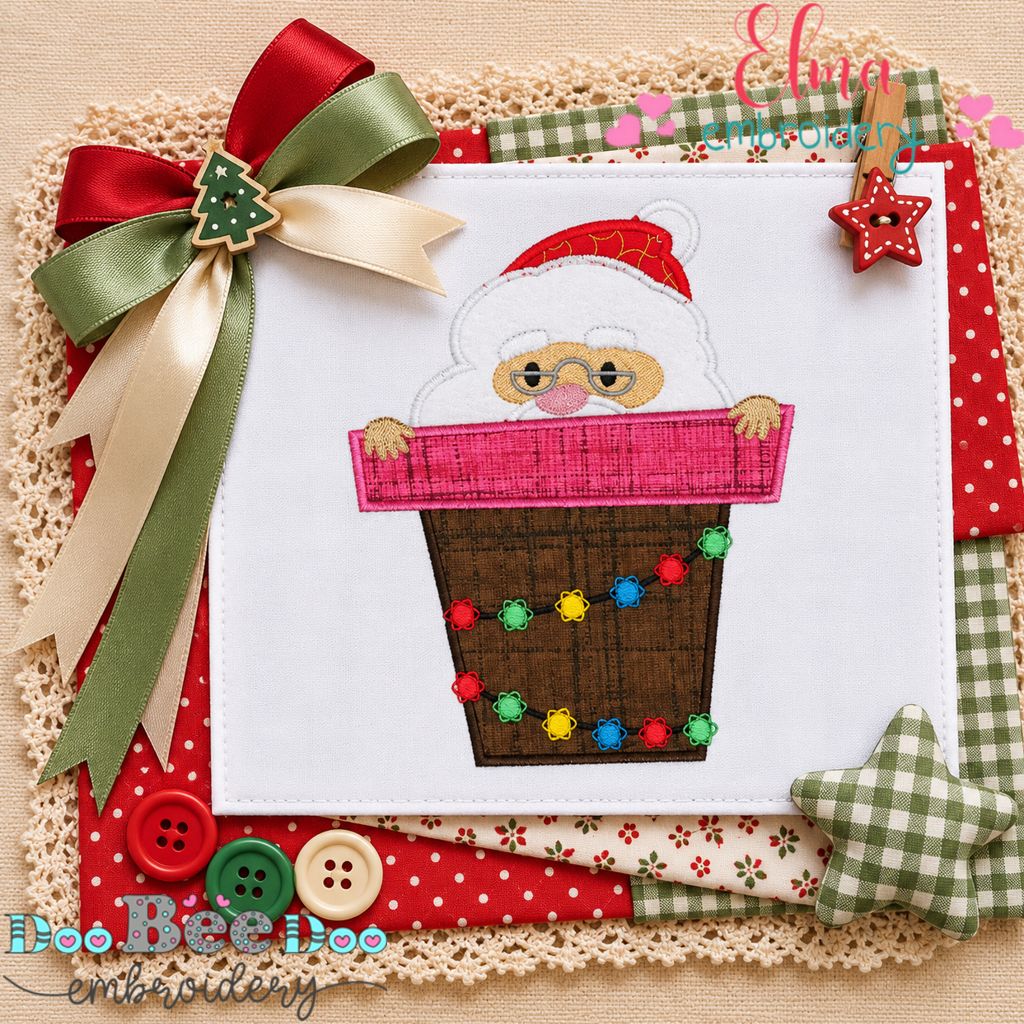 Santa's Chimney Surprise - Applique - Machine Embroidery Design