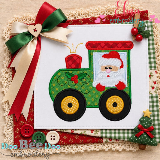 Santa's Christmas Train - Appliqué - Machine Embroidery Design