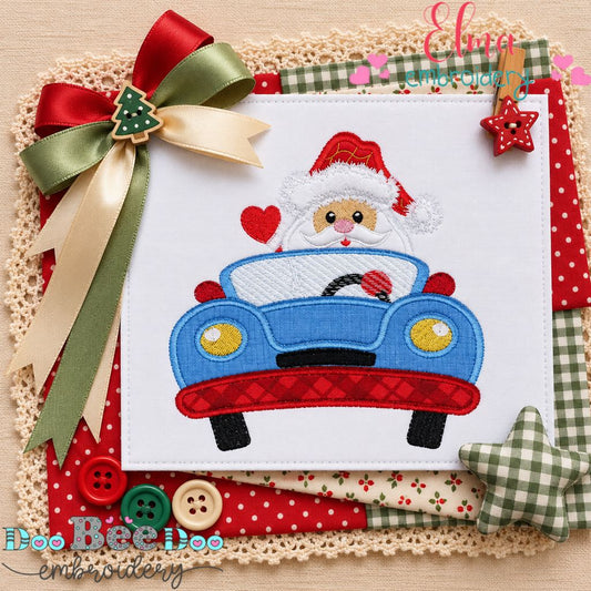 Santa's Merry Christmas Ride - Appliqué - Machine Embroidery Design