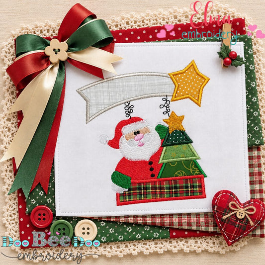 Santa's Christmas Tree Wish - Appliqué - Machine Embroidery Design