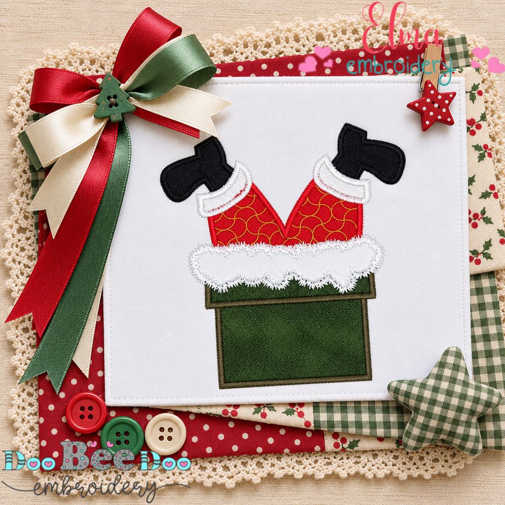 Santa's Chimney Surprise - Appliqué - Machine Embroidery Design