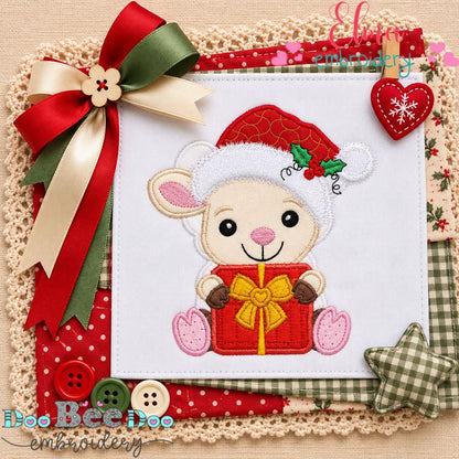 Santa's Sweet Little Lamb - Appliqué - Machine Embroidery Design