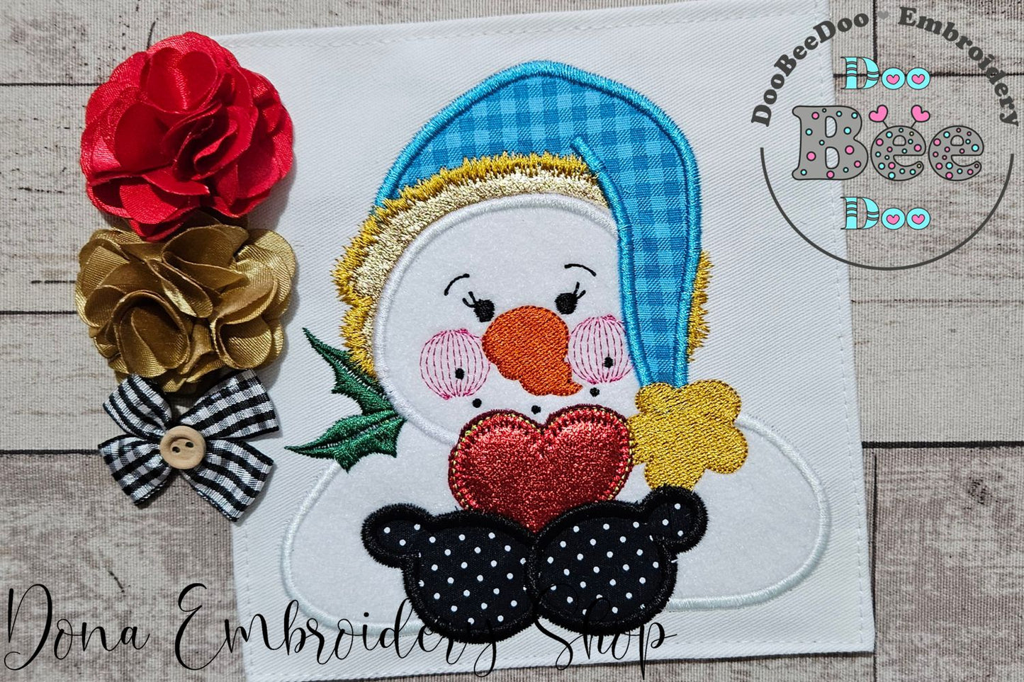 💝 Huggable Snowman Love ❄️ – Applique – Machine Embroidery Design