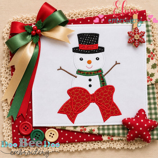 Frosty's Christmas Bow - Appliqué - Machine Embroidery Design