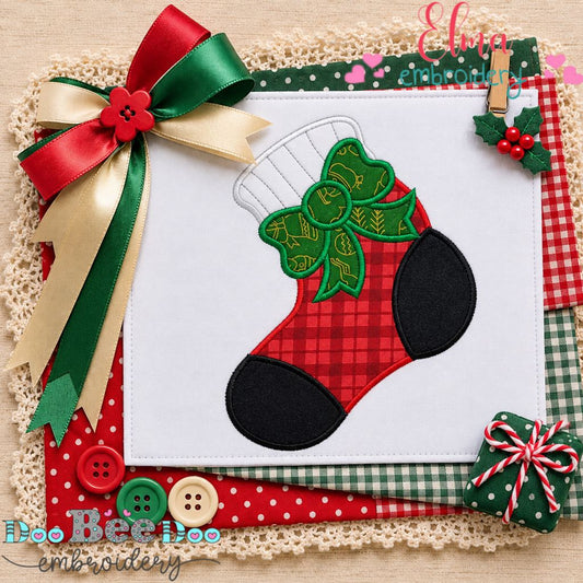 Santa's Sweet Christmas Stocking - Appliqué - Machine Embroidery Design