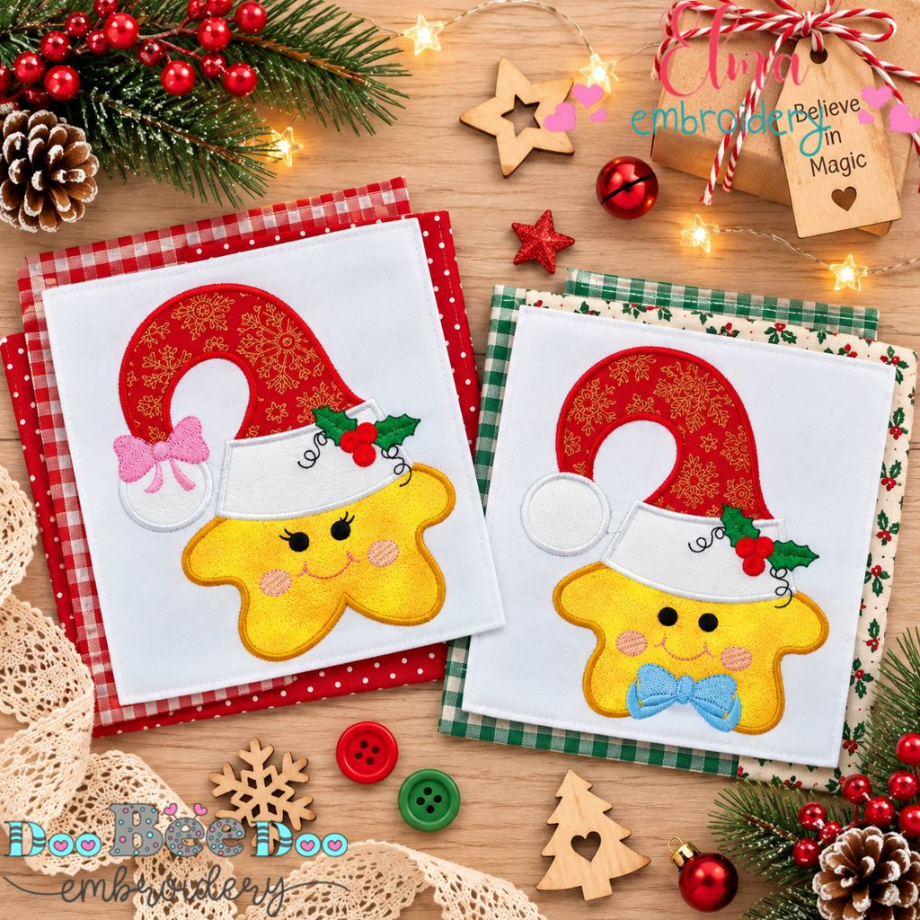 Twinkle Twinkle Christmas Stars - Appliqué - Machine Embroidery Design