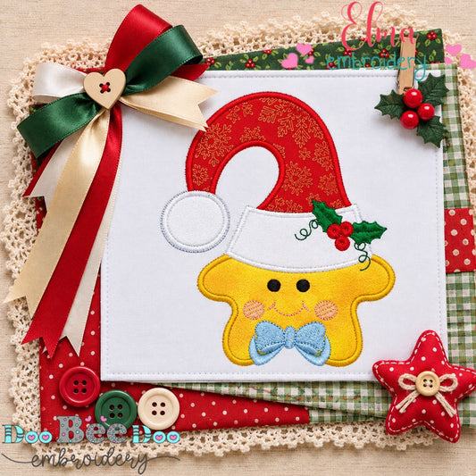 Jolly Christmas Star Boy - Appliqué - Machine Embroidery Design