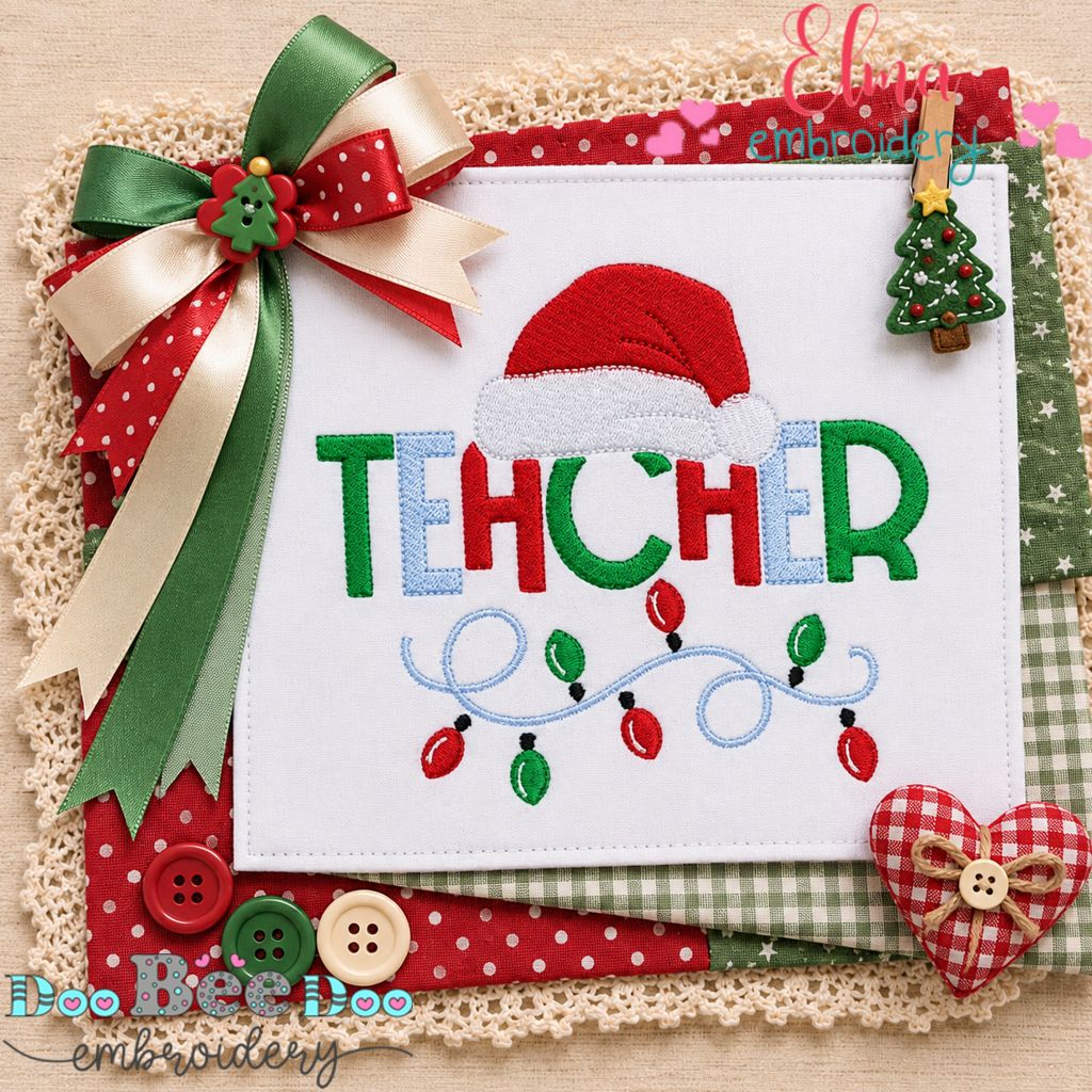 Christmas Teacher Magic - Fill Stitch - Machine Embroidery Design