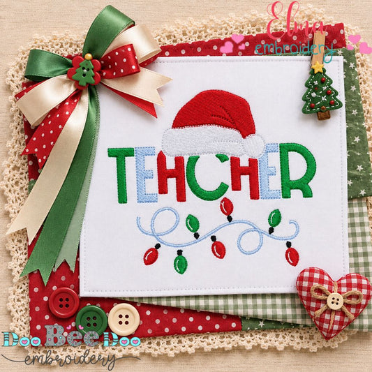 Christmas Teacher Magic - Fill Stitch - Machine Embroidery Design