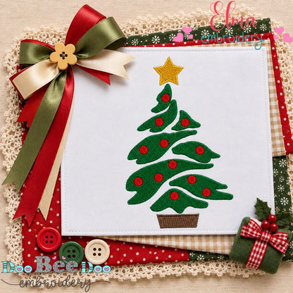 Whimsical Christmas Tree - Fill Stitch - Machine Embroidery Design