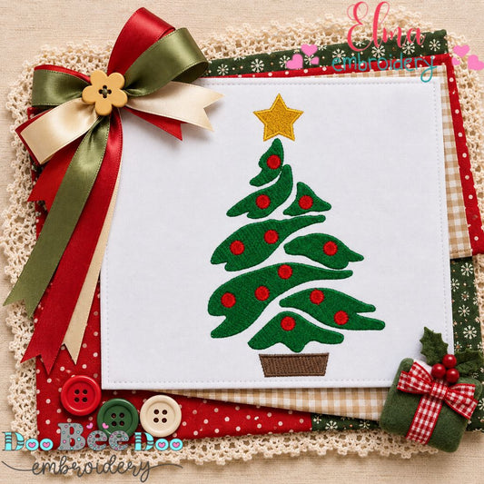 Whimsical Christmas Tree - Fill Stitch - Machine Embroidery Design
