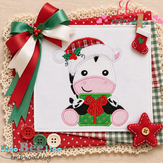 Christmas Gift Zebra Cutie - Appliqué - Machine Embroidery Design