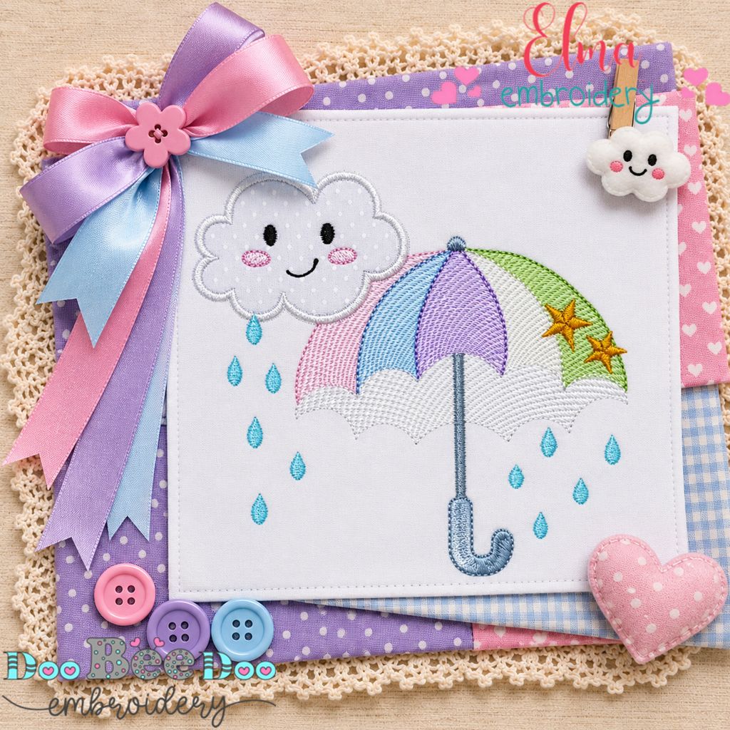 Rainy Day Friends - Appliqué - Machine Embroidery Design