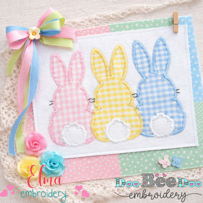 Bunny Trio Appliqué - Zig Zag Stitch – Machine Embroidery Design