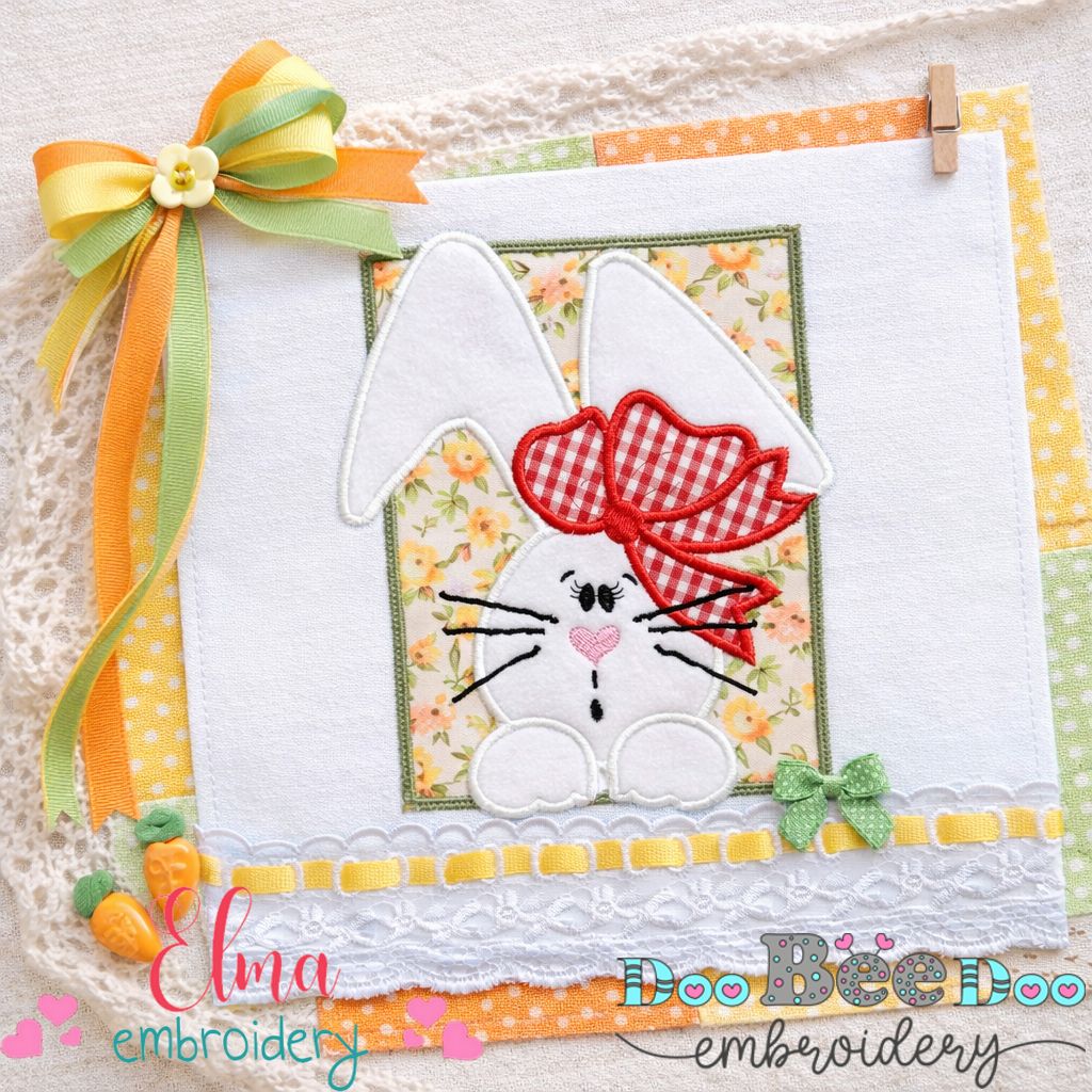 Bunny Girl Frame Appliqué - Satin Stitch – Machine Embroidery Design