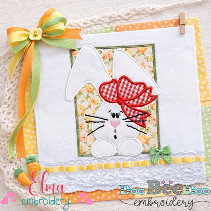 Bunny Girl Frame Appliqué - Satin Stitch – Machine Embroidery Design