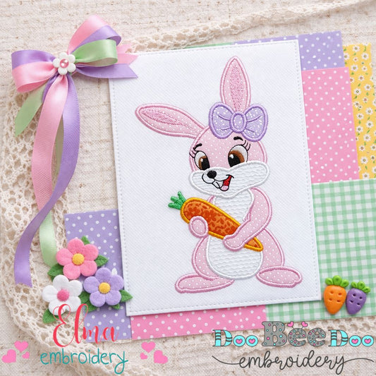 Easter Bunny Girl Holding - Appliqué – Machine Embroidery Design