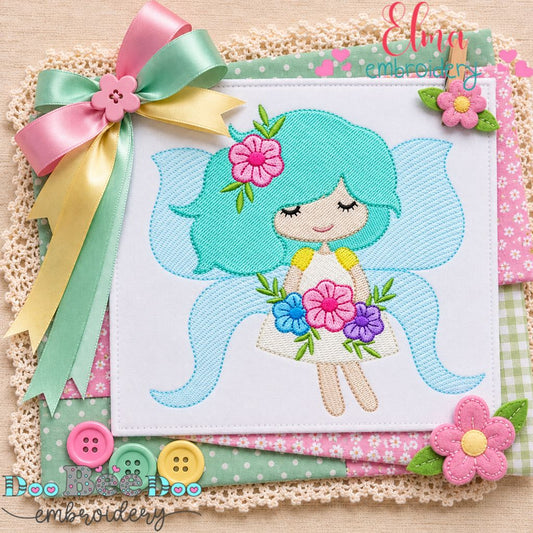 Sweet Little Flower Fairy - Fill Stitch - Machine Embroidery Design