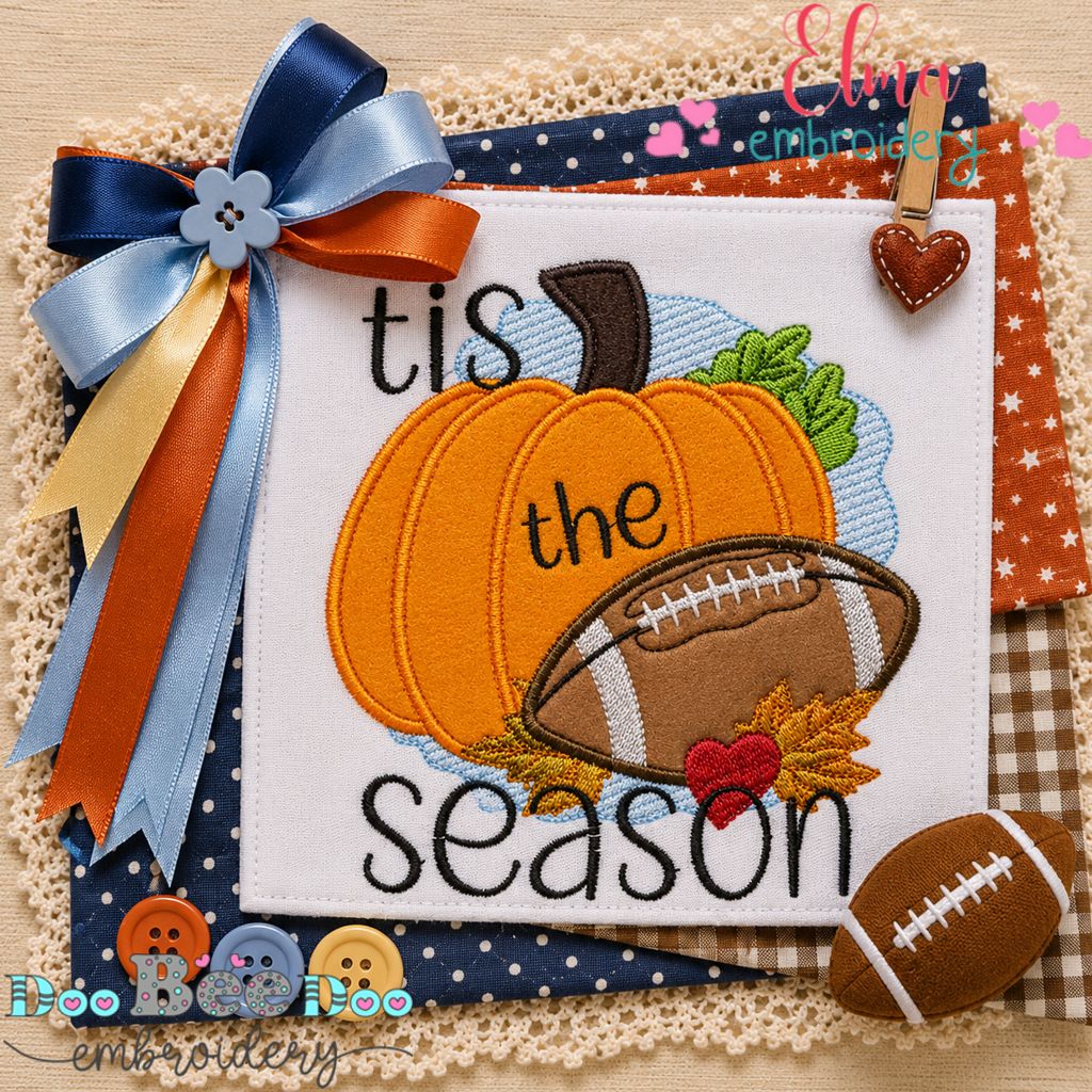'Tis the Football Season - Appliqué - Machine Embroidery Design