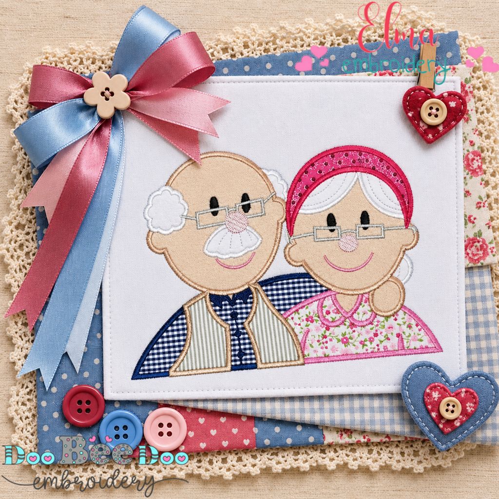 Sweet Grandparents - Appliqué - Machine Embroidery Design