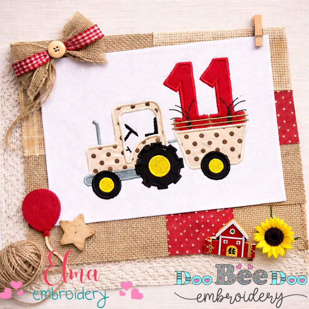 Tractor Number Eleven - Appliqué – Machine Embroidery Design