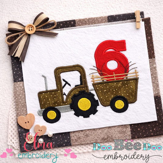 Farm Tractor Birthday 6 – Appliqué – Machine Embroidery Design