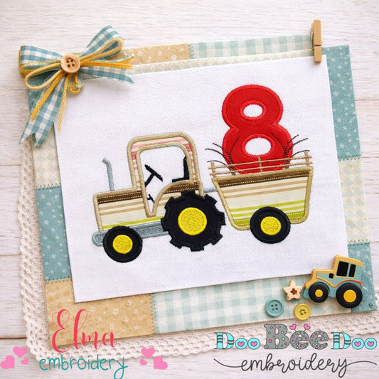 Farm Tractor Number 8 Applique - Appliqué – Machine Embroidery Design