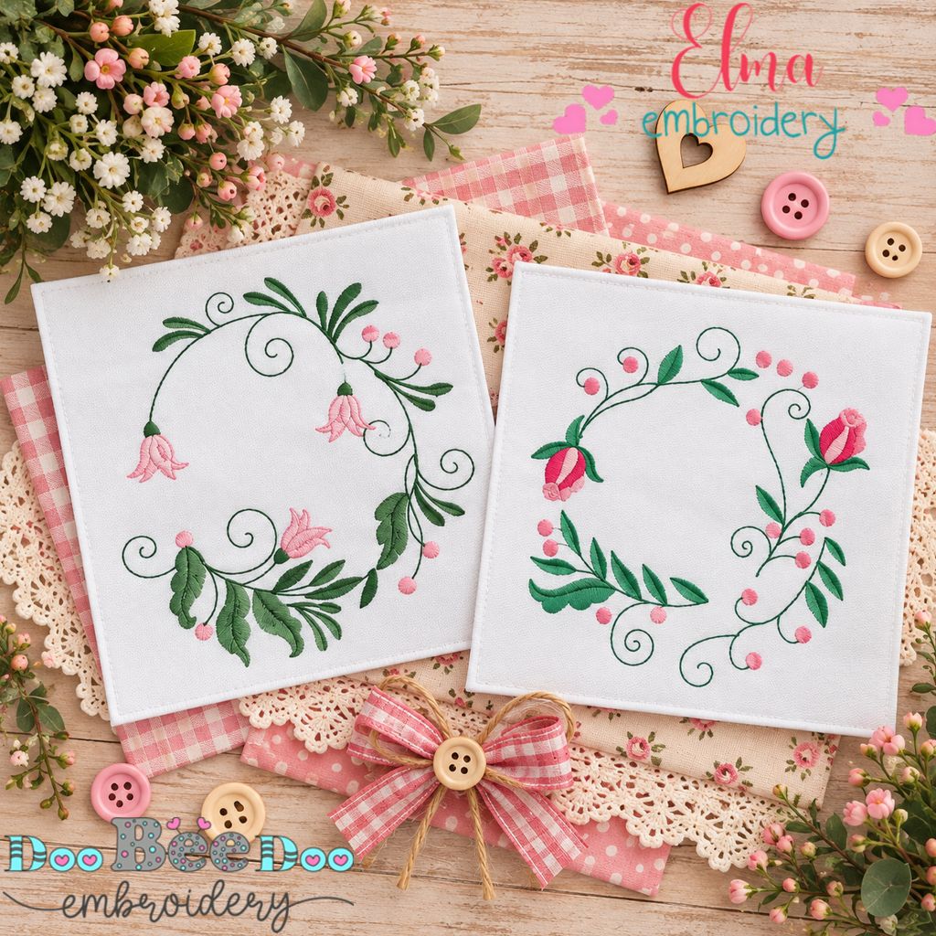 Enchanted Floral Wreaths - Satin Stitch - Machine Embroidery Design
