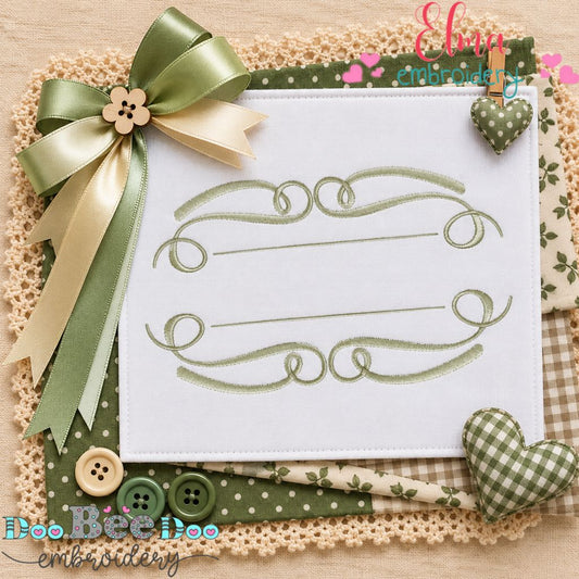 Graceful Vintage Flourish Frame - Satin Stitch - Machine Embroidery Design