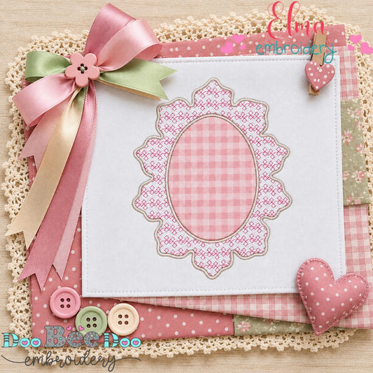 Sweet Vintage Lace Frame - Appliqué - Machine Embroidery Design
