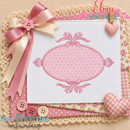 Sweet Victorian Ribbon Frame - Appliqué - Machine Embroidery Design