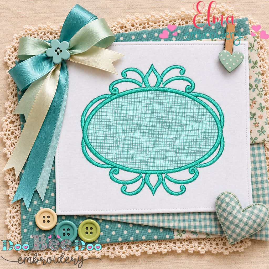 Darling Ornamental Oval Frame - Appliqué - Machine Embroidery Design