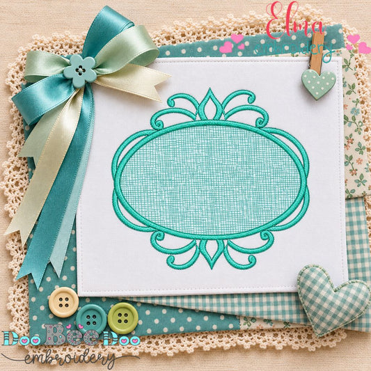 Darling Ornamental Oval Frame - Appliqué - Machine Embroidery Design