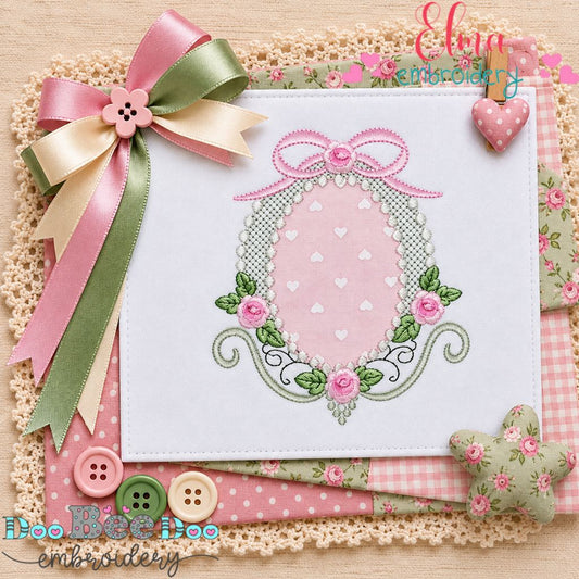 Sweet Rose Garden Frame - Appliqué - Machine Embroidery Design