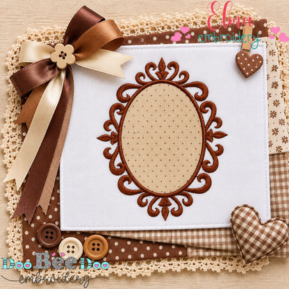 Charming Royal Oval Frame - Appliqué - Machine Embroidery Design