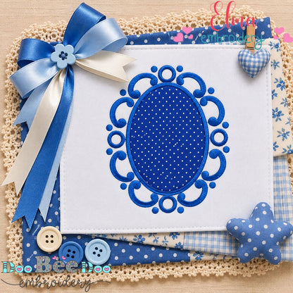 Sweet Bubble Oval Frame - Appliqué - Machine Embroidery Design