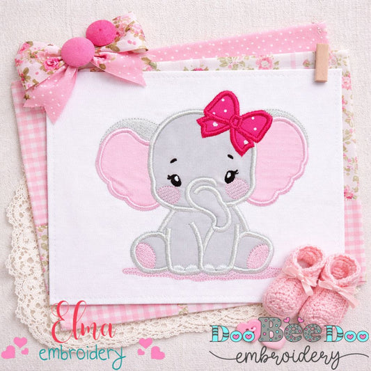 Cute Elephant Girl – Appliqué – Machine Embroidery Design
