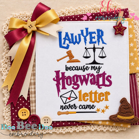 Magical Lawyer Hogwarts Letter - Fill Stitch - Machine Embroidery Design