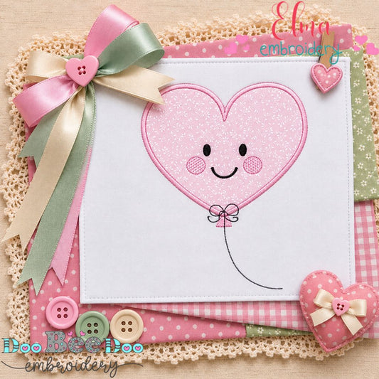 Sweet Heart Balloon - Appliqué - Machine Embroidery Design