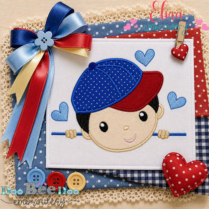 Sweet Cap Boy - Appliqué - Machine Embroidery Design