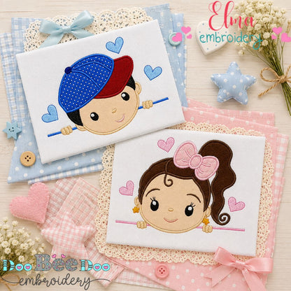 Sweet Peekaboo Kids - Appliqué - Machine Embroidery Design