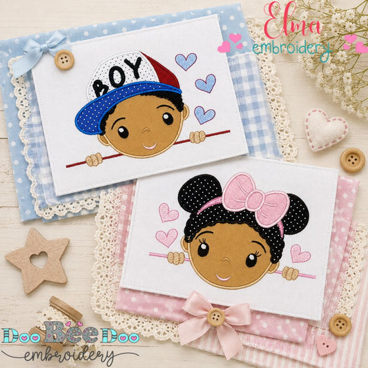 Sweet Little Boy & Girl - Applique - Machine Embroidery Design