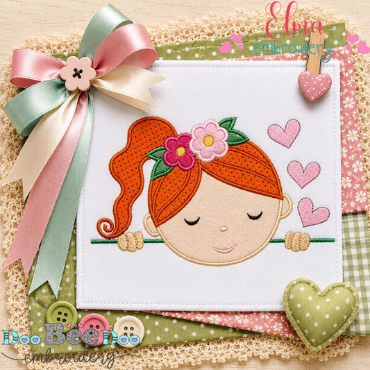 Sweet Flower Girl - Appliqué - Machine Embroidery Design