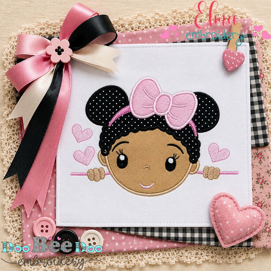 Sweet Afro Girl - Applique - Machine Embroidery Design