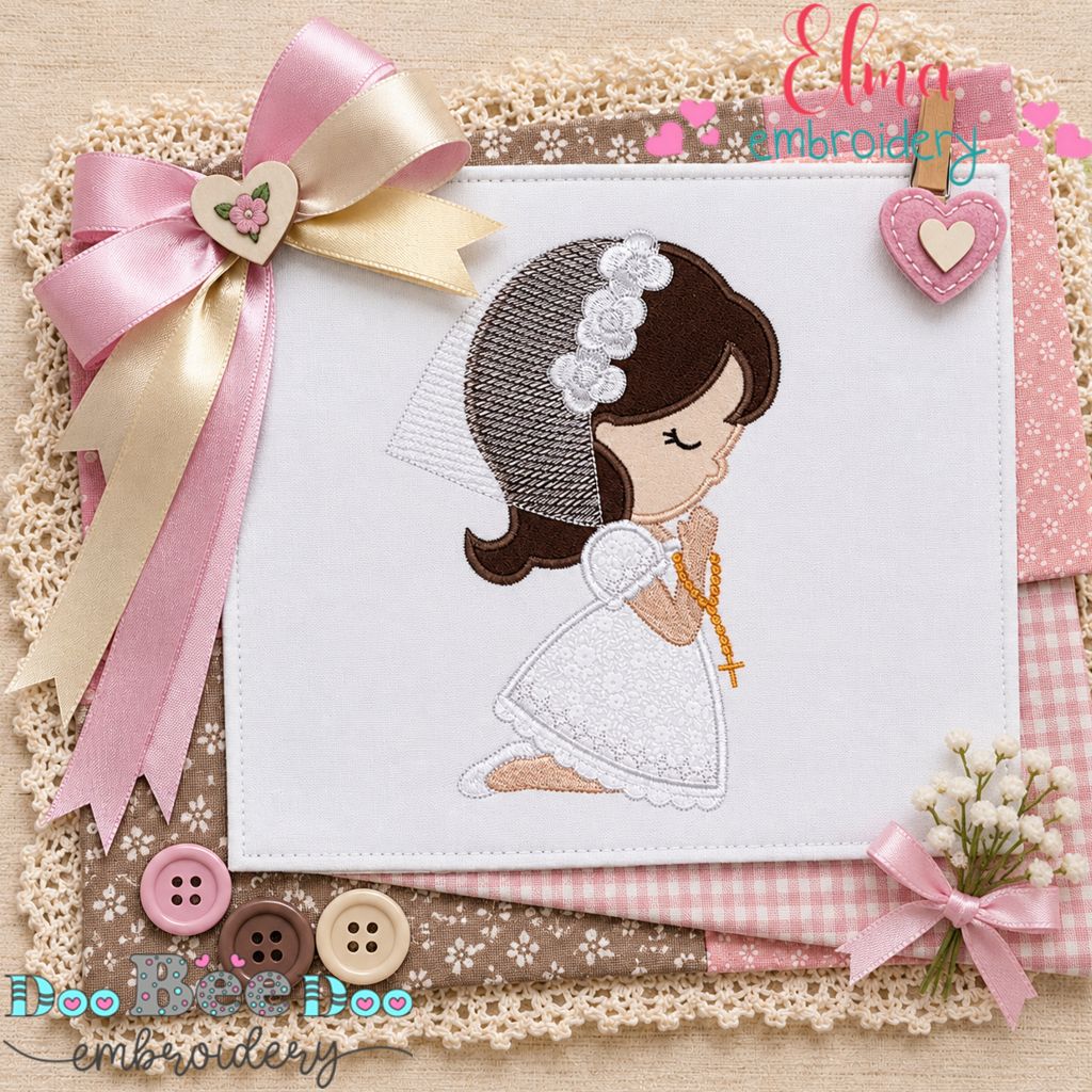Sweet First Communion Girl - Applique - Machine Embroidery Design